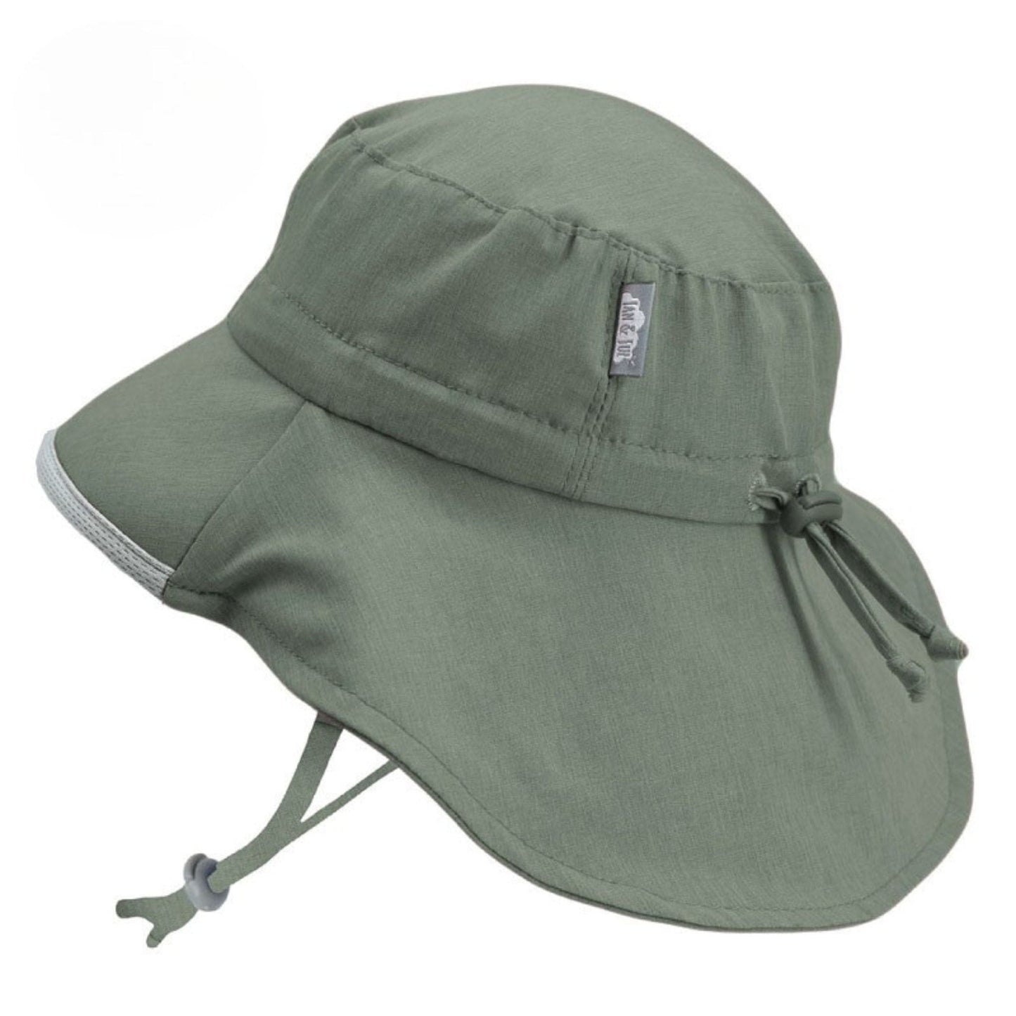 Jan & Jul Kids Aqua-Dry Water Repellent Adventure UPF 50+ Sun Hat - Army Green