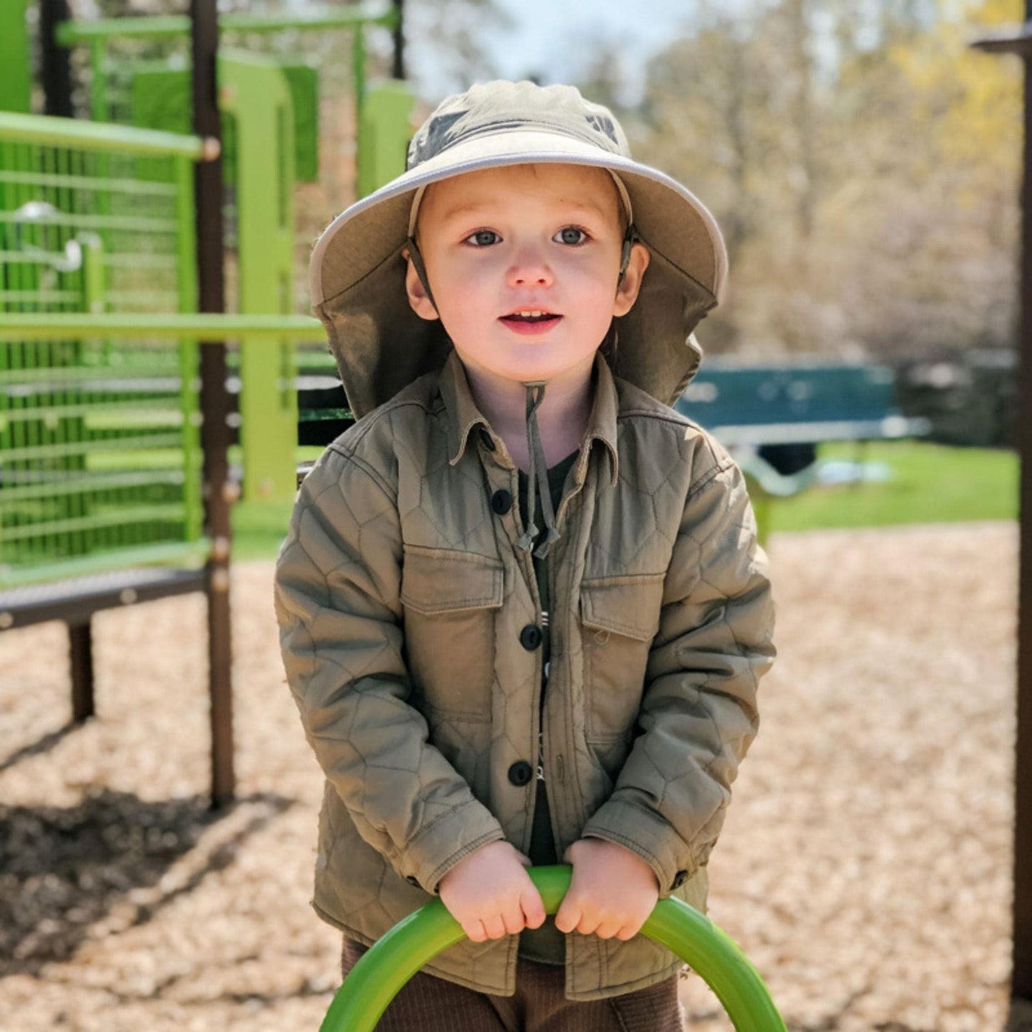 Jan & Jul Kids Aqua-Dry Water Repellent Adventure UPF 50+ Sun Hat - Army Green