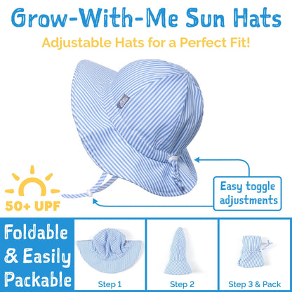 Jan & Jul Kids Gro-With-Me® Cotton Floppy UPF 50+ Sun Hat | Yellow Flower