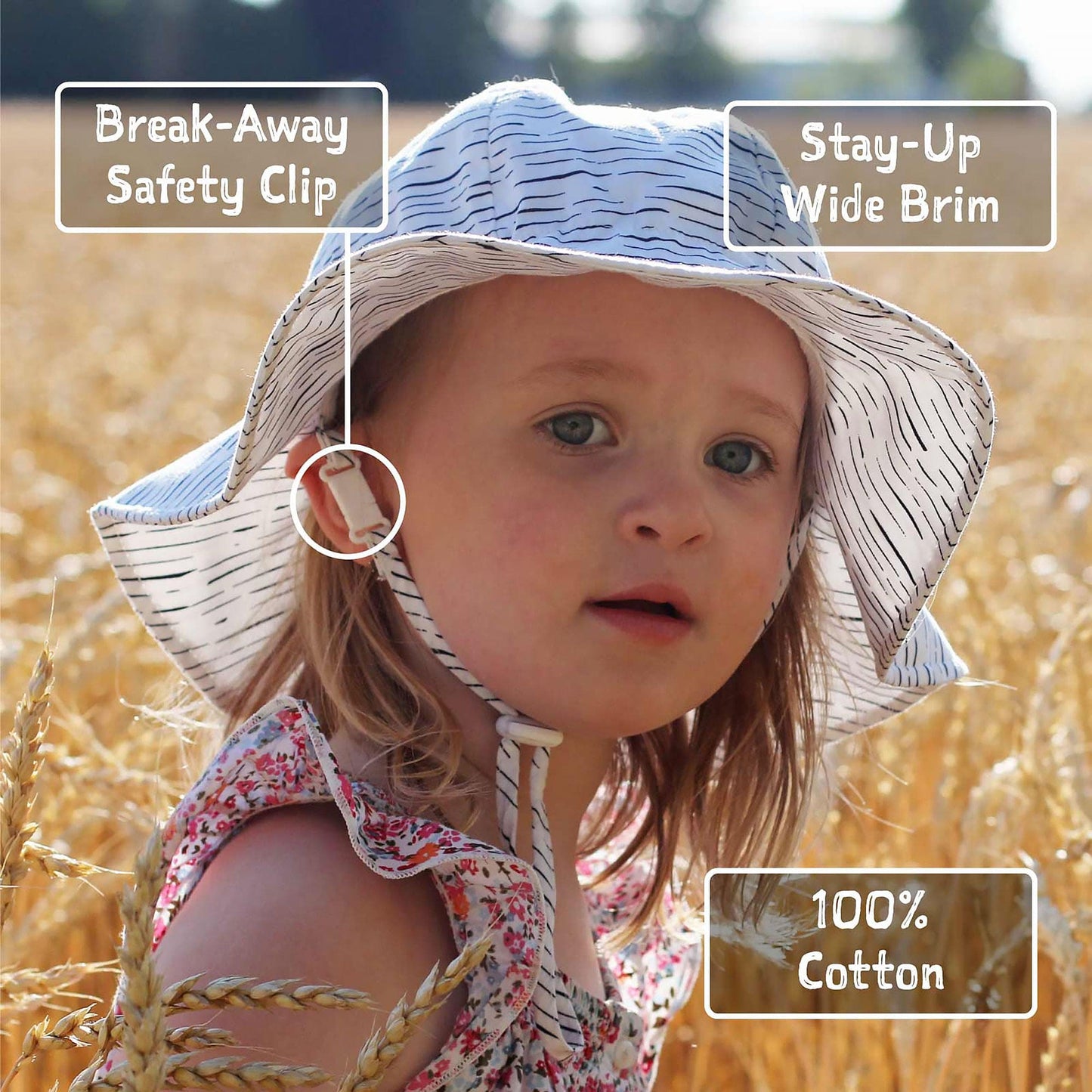 Jan & Jul Kids Gro-With-Me® Cotton Floppy UPF 50+ Sun Hat | Yellow Flower