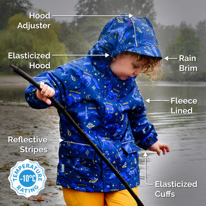 Jan & Jul Kids Cozy-Dry Fleece Lined Rain Jacket