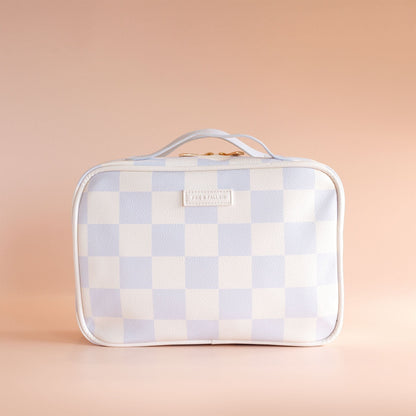 Fox & Fallow Powdered Blue Check Cosmetic Bag