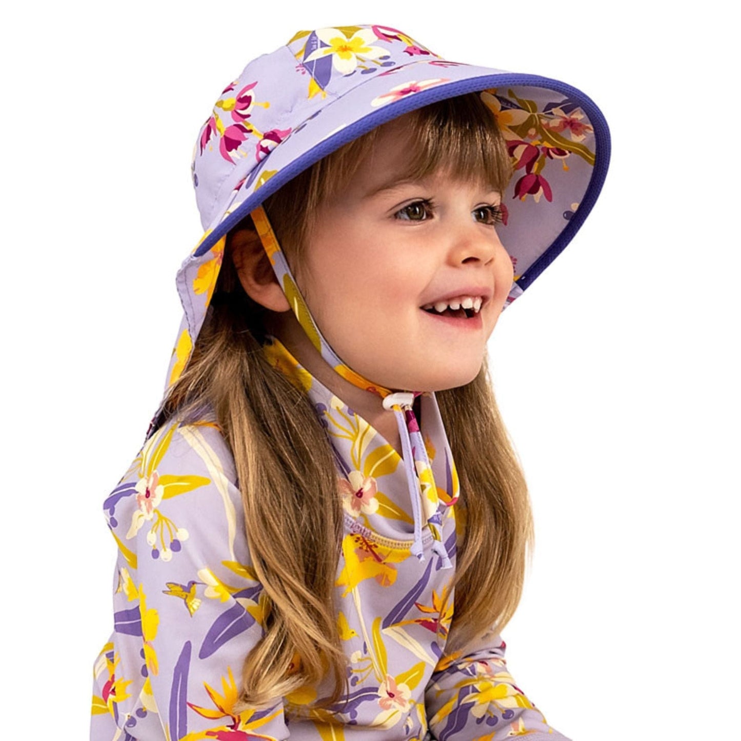 Jan & Jul Kids Aqua-Dry Water Repellent Adventure UPF 50+ Sun Hat - Tropical Bloom