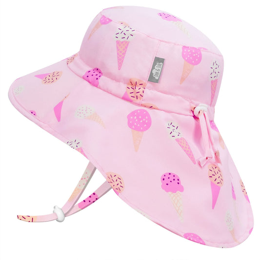 Jan & Jul Kids Aqua-Dry Water Repellent Adventure UPF 50+ Sun Hat - Pink Ice Cream