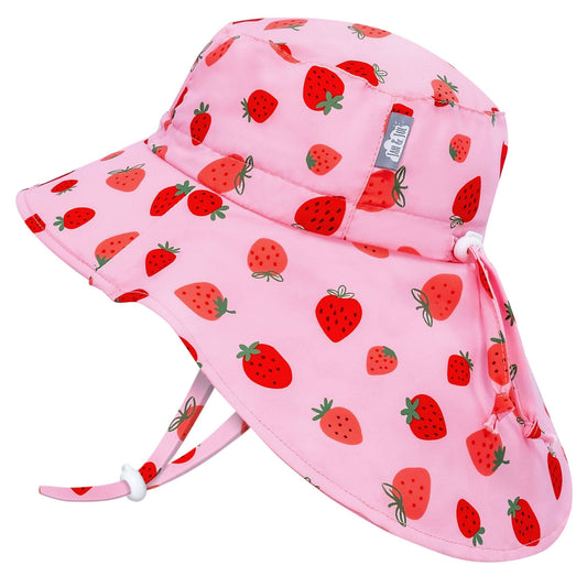 Jan & Jul Kids Aqua-Dry Water Repellent Adventure UPF 50+ Sun Hat - Pink Strawberry