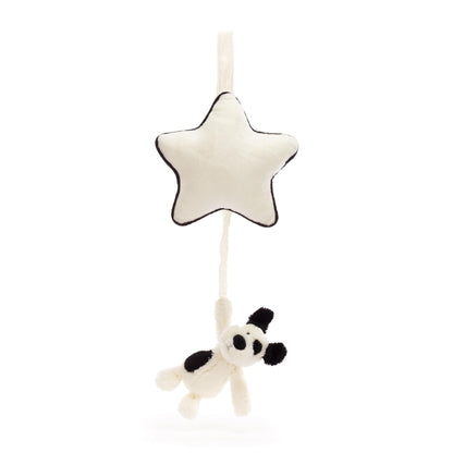 Jellycat Bashful Black & Cream Puppy Musical Pull Toy