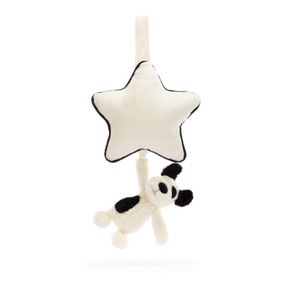 Jellycat Bashful Black & Cream Puppy Musical Pull Toy