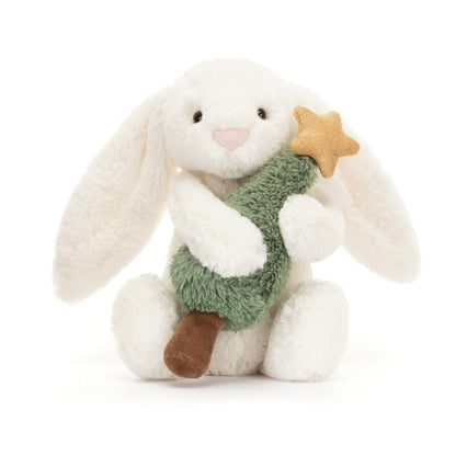 Jellycat Bashful Bunny with Christmas Tree soft toy 18cm