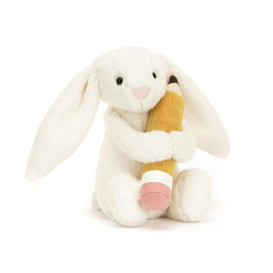 Jellycat Bashful Bunny with Pencil soft toy 18cm