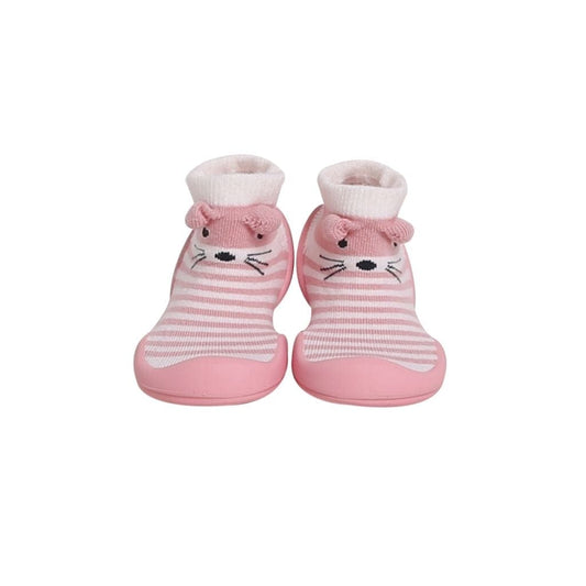 Komuello Bobo Mouse Baby Rubber Sole Sock Shoes