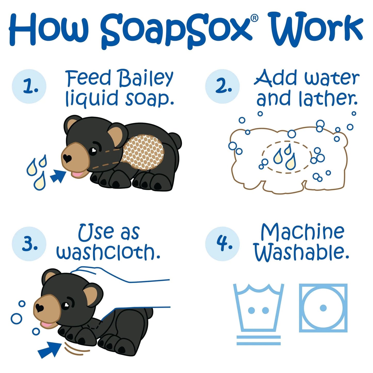 SoapSox Bailey the Bear Bath Toy Sponge