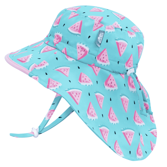 Jan & Jul Kids Gro-With-Me® Aqua-Dry Adventure UPF 50+ Sun Hats Watermelon / XL (5-12Y) HAV0-WTM-XL