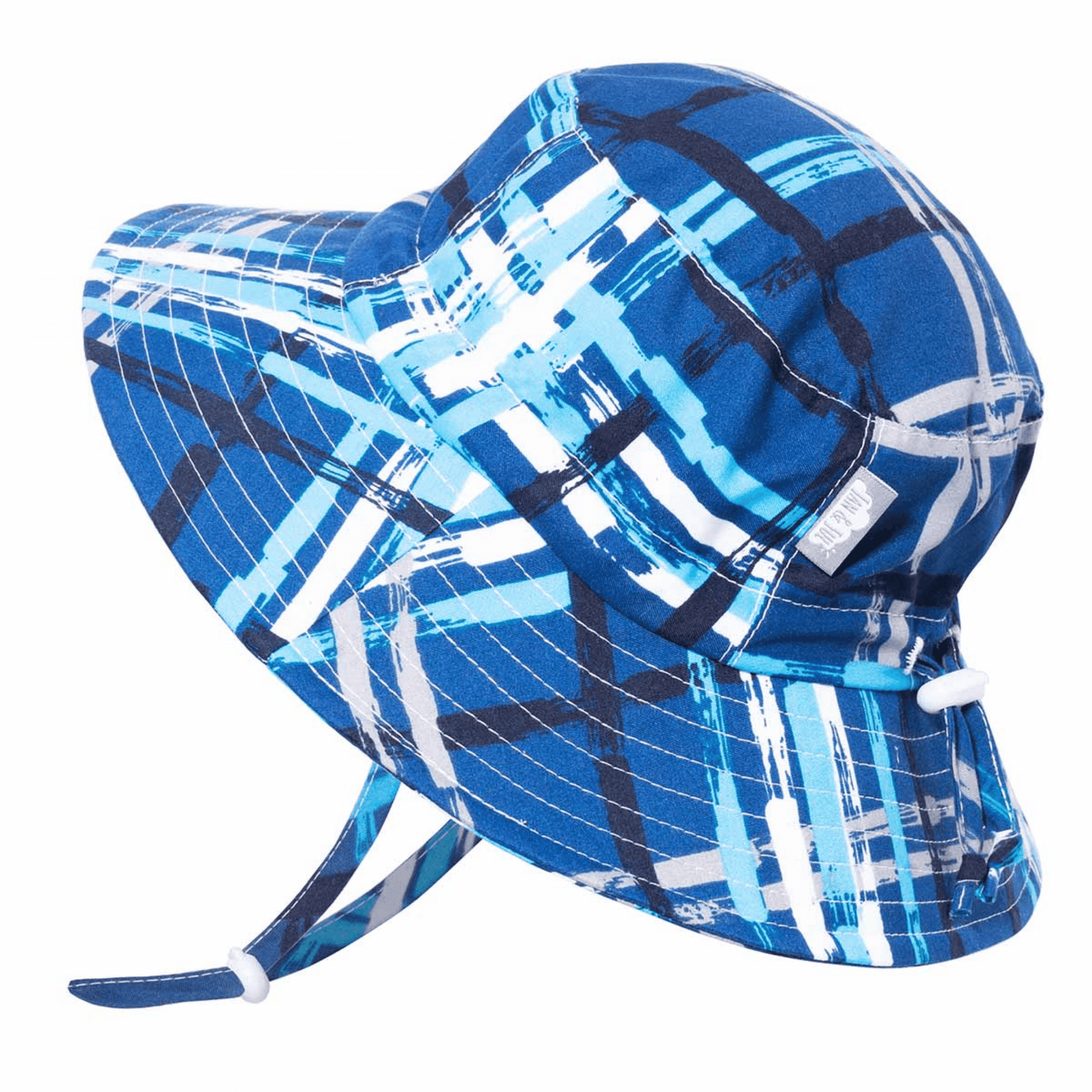 Jan & Jul Kids Gro-With-Me® Aqua-Dry Bucket UPF 50+ Sun Hats Blue Plaid / XL (5-12Y) HAD0-BPL-XL