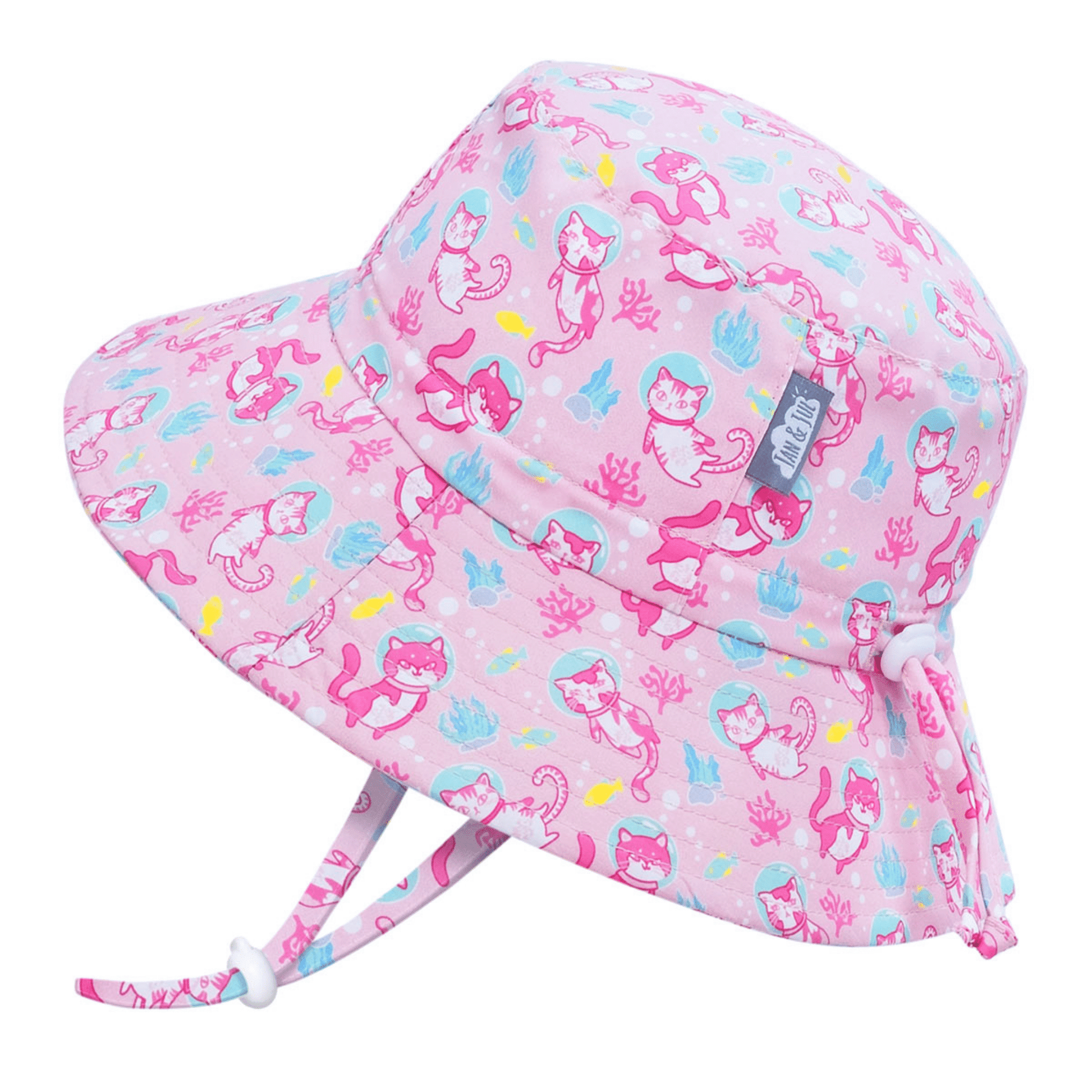 Jan & Jul Kids Gro-With-Me® Aqua-Dry Bucket UPF 50+ Sun Hats Diving Cats / XL (5-12Y) HAD0-DCT-XL