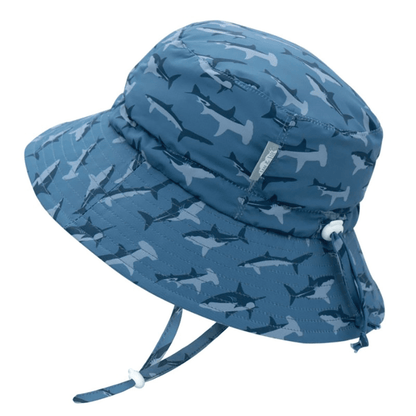 Jan & Jul Kids Gro-With-Me® Aqua-Dry Bucket UPF 50+ Sun Hats Sharks / XL (5-12Y) HAD0-SHA-XL