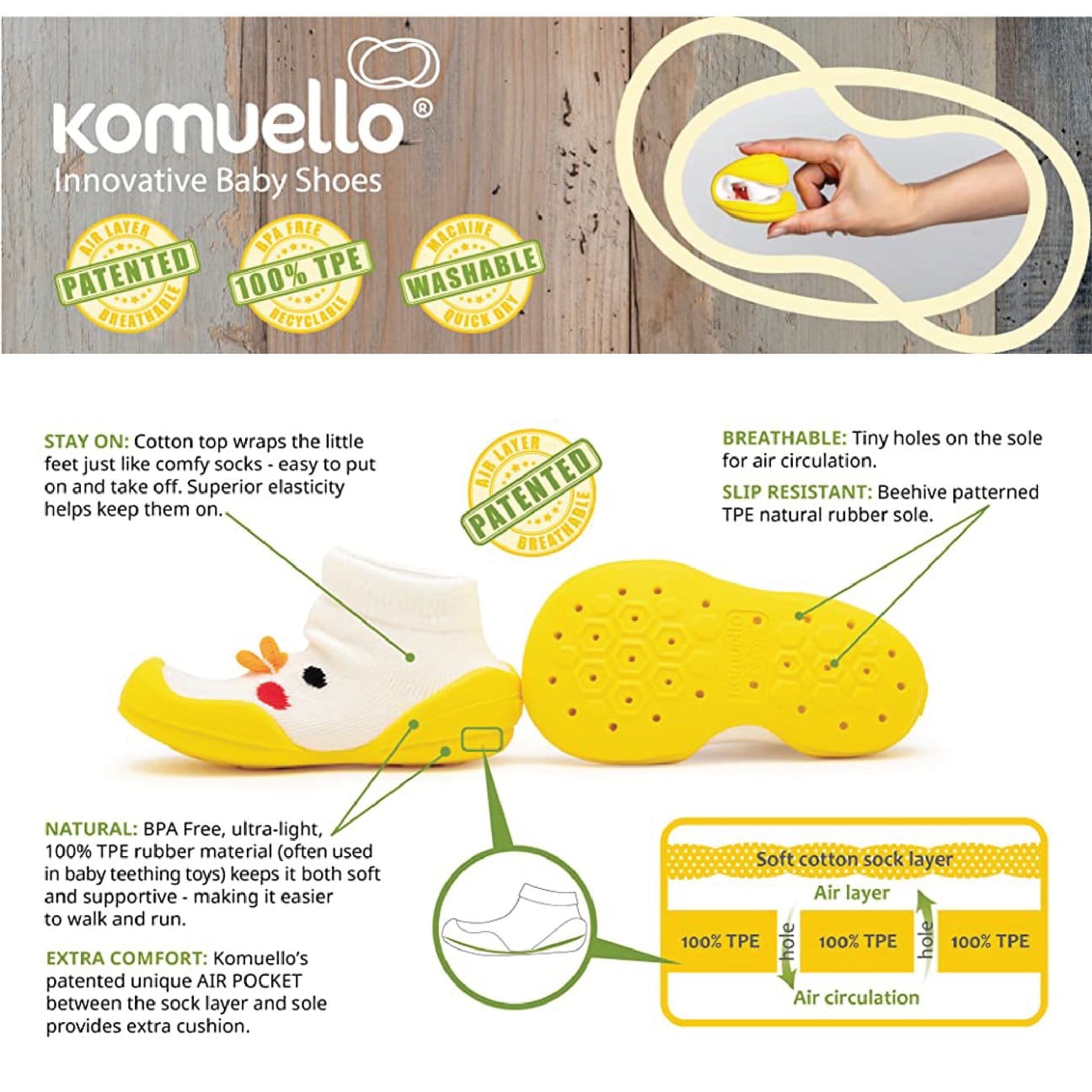 Komuello Ice Cream Baby Rubber Sole Sock Shoes Komuello Ice Cream Baby Rubber Sole Sock Shoes 