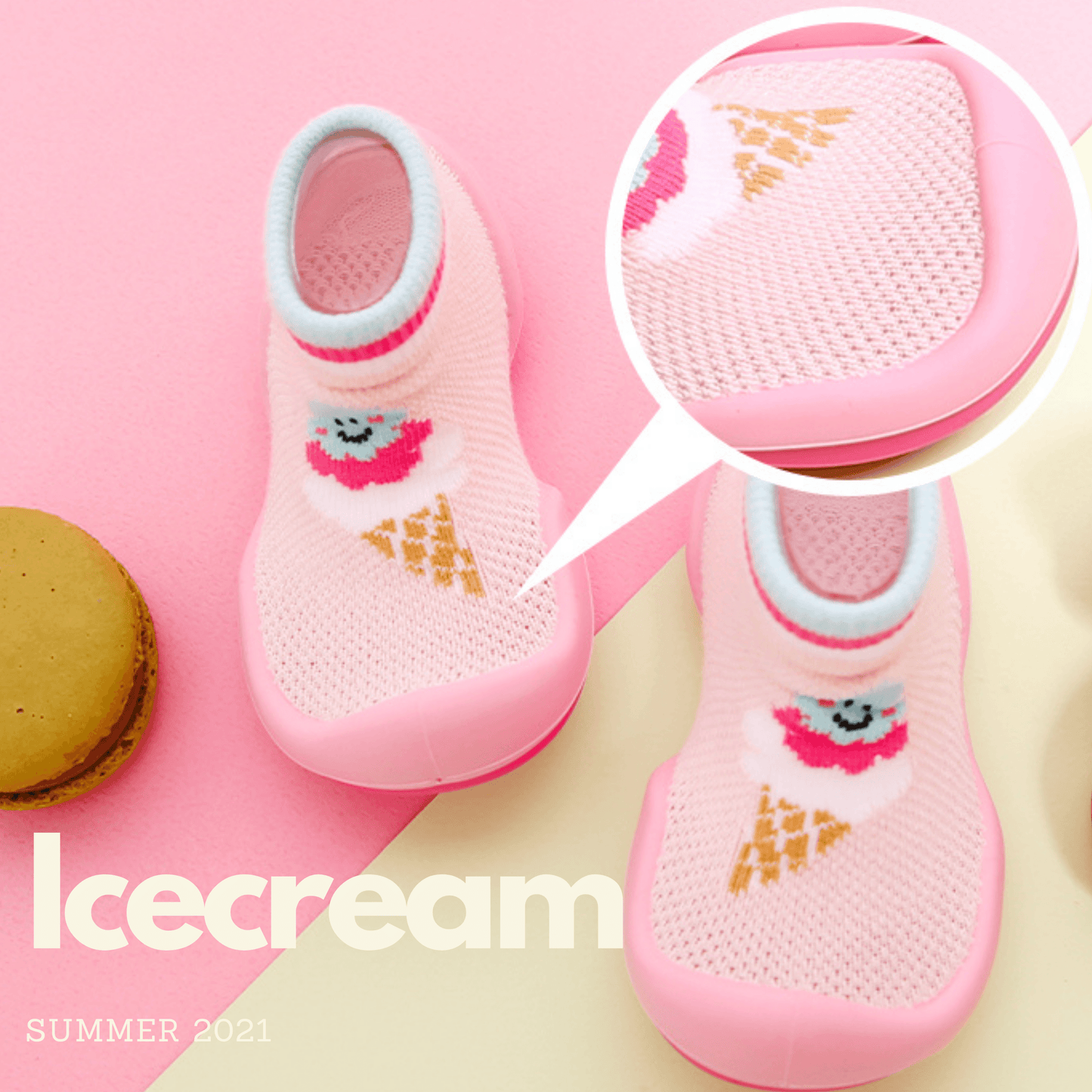 Komuello Ice Cream Baby Rubber Sole Sock Shoes Komuello Ice Cream Baby Rubber Sole Sock Shoes 